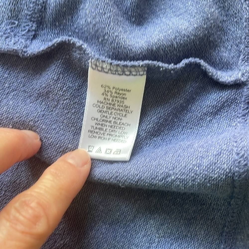LOGO by Lori Goldstein Blue knit Zip up Hoodie Cardigan Jacket Medium - Picture 8 of 9